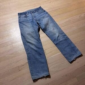 Levis 501 0115 Mens Vintage 1996 Light Wash Straight Leg Button Fly Jeans 32x32